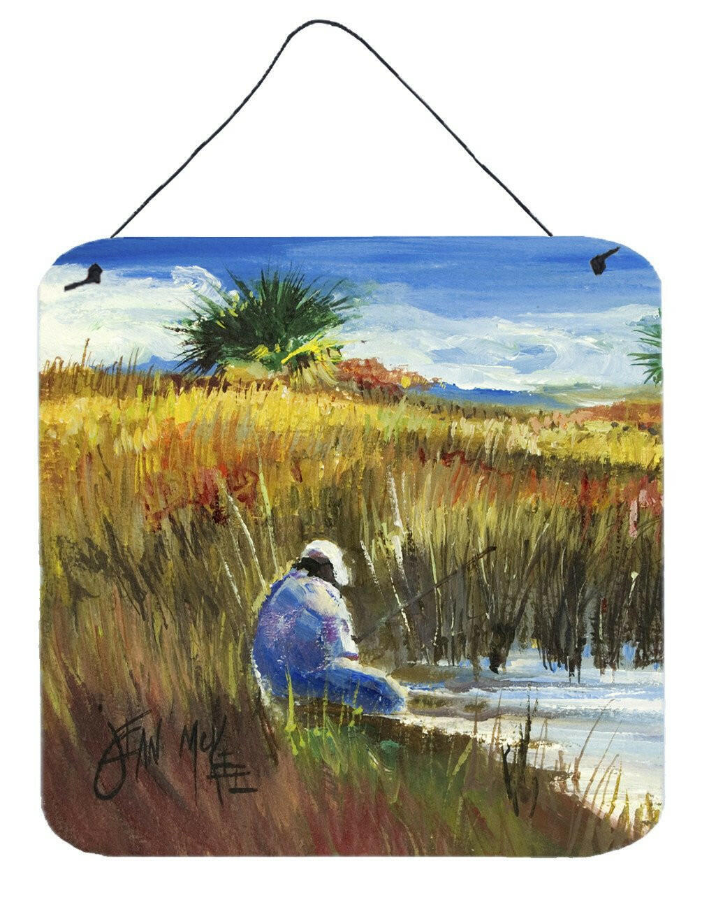 Fishing on the bank Wall or Door Hanging Prints JMK1274DS66 by Caroline&#39;s Treasures