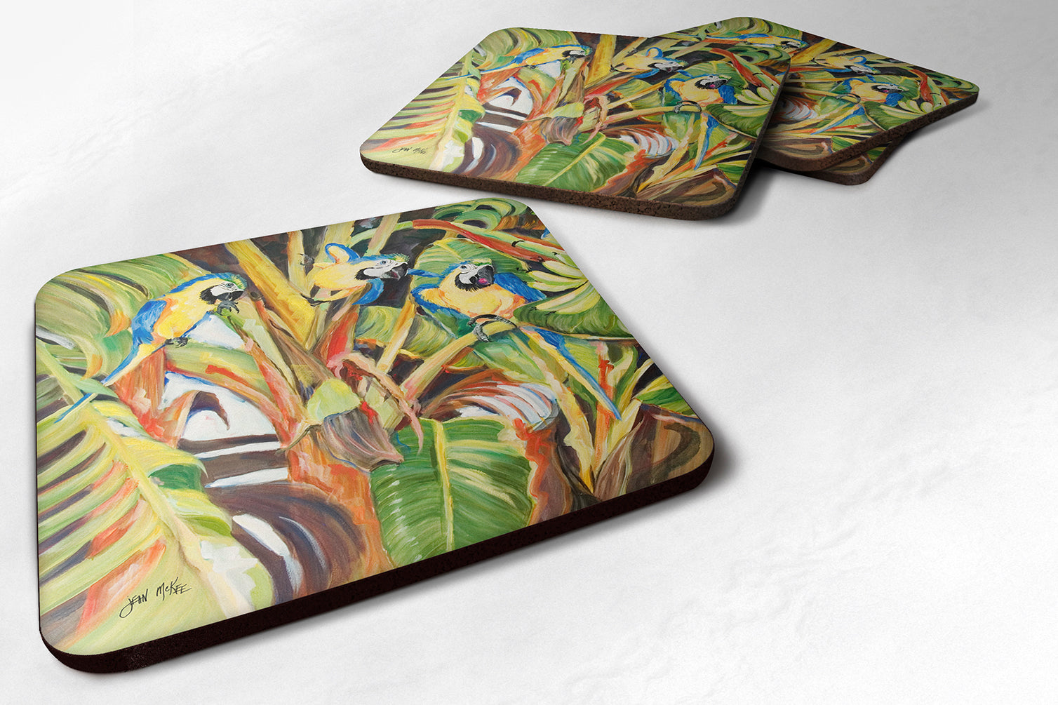 Set of 4 Parrots Foam Coasters JMK1281FC - the-store.com