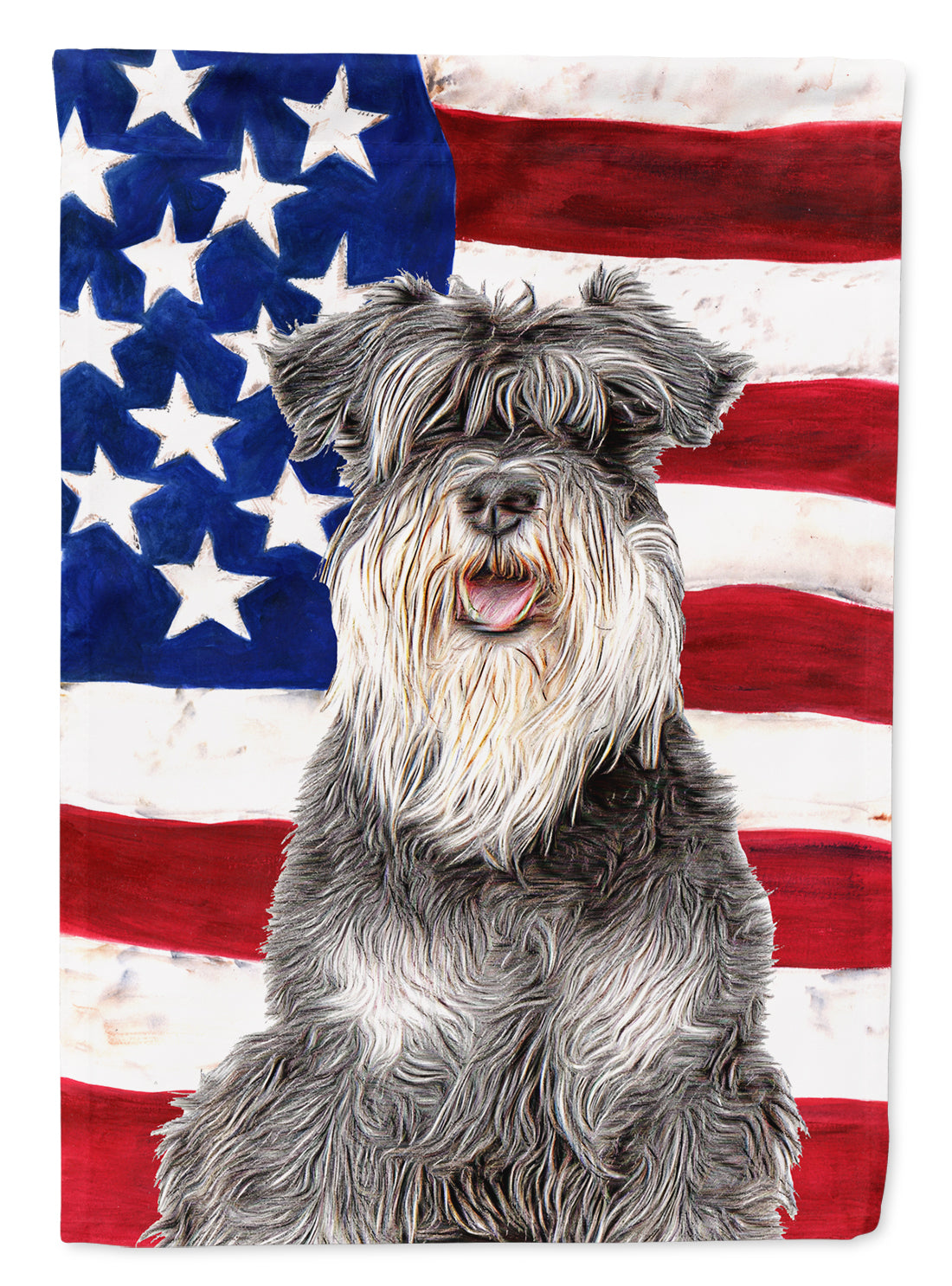 USA American Flag with Schnauzer Flag Canvas House Size KJ1157CHF  the-store.com.