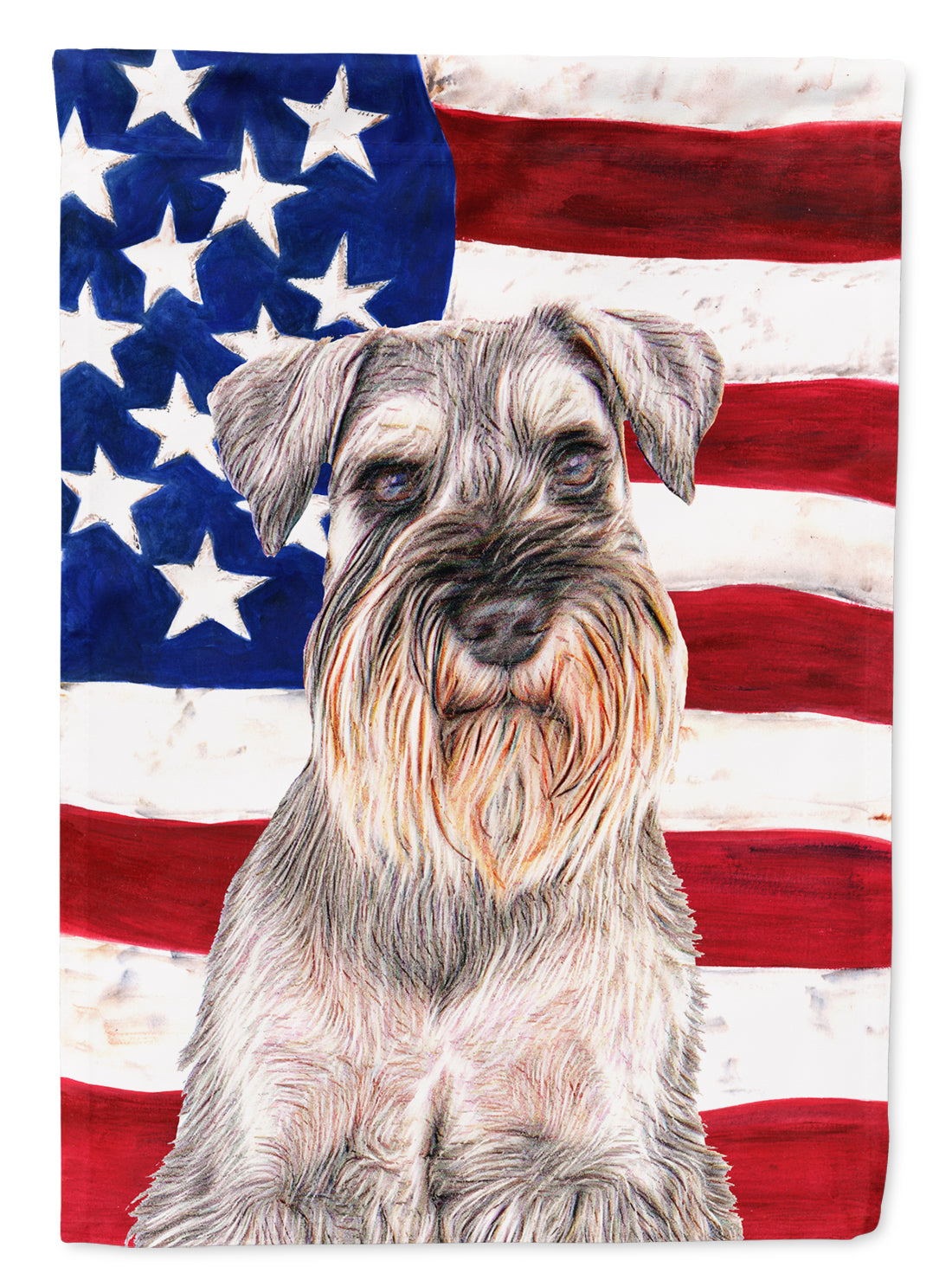 USA American Flag with Schnauzer Flag Canvas House Size KJ1158CHF  the-store.com.