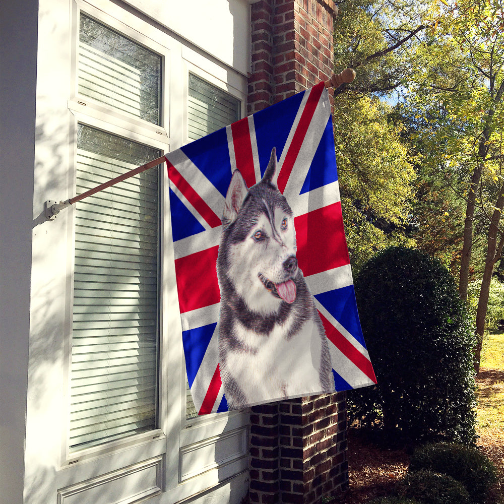 Alaskan Malamute with English Union Jack British Flag Flag Canvas House Size KJ1161CHF  the-store.com.