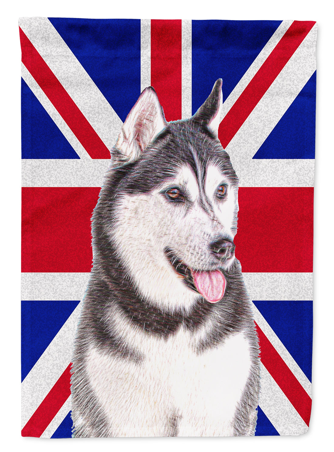 Alaskan Malamute with English Union Jack British Flag Flag Canvas House Size KJ1161CHF  the-store.com.