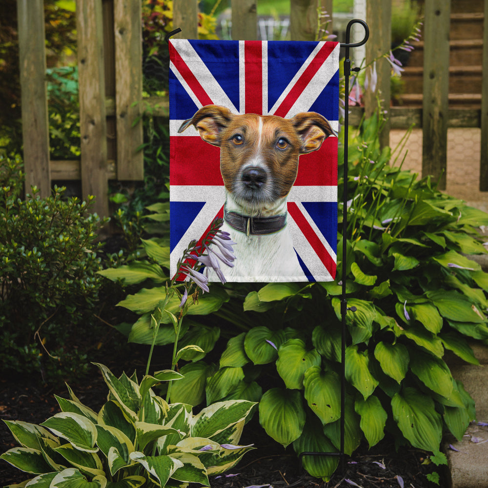 Jack Russell Terrier with English Union Jack British Flag Flag Garden Size KJ1162GF.