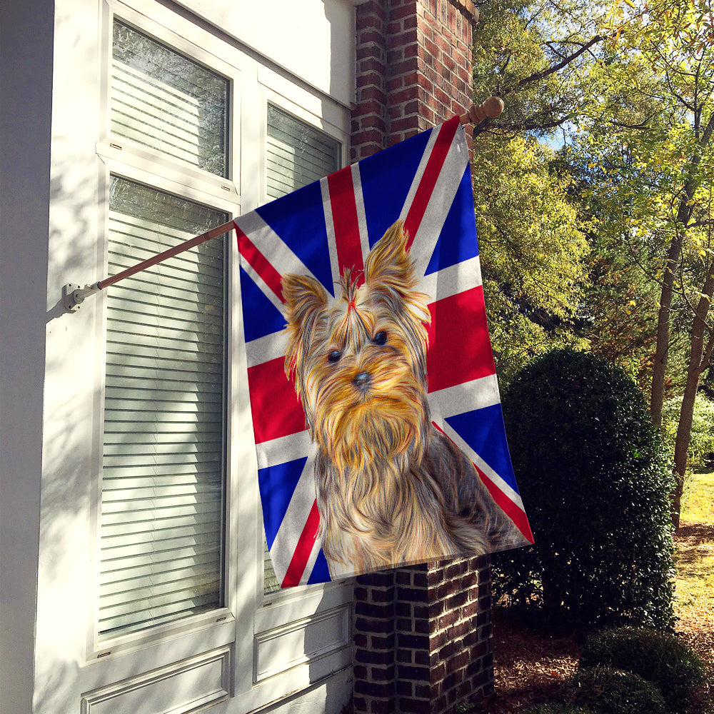 Yorkie / Yorkshire Terrier with English Union Jack British Flag Flag Canvas House Size KJ1163CHF  the-store.com.