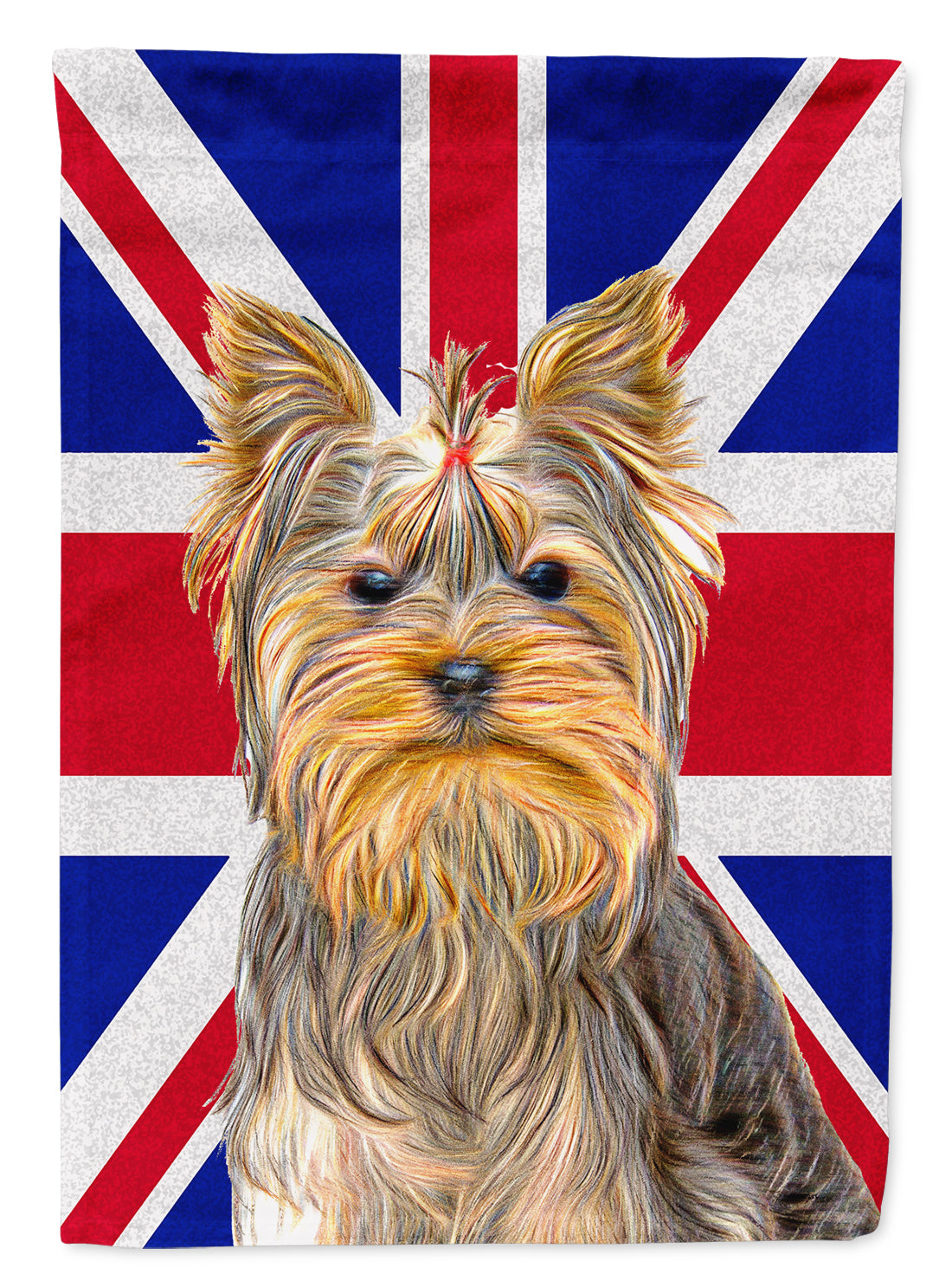 Yorkie / Yorkshire Terrier with English Union Jack British Flag Flag Garden Size KJ1163GF.