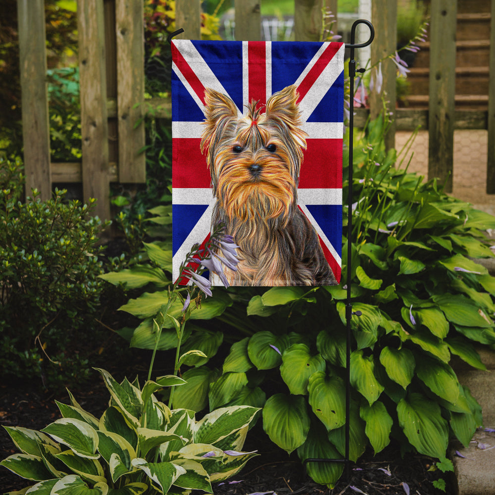 Yorkie / Yorkshire Terrier with English Union Jack British Flag Flag Garden Size KJ1163GF.