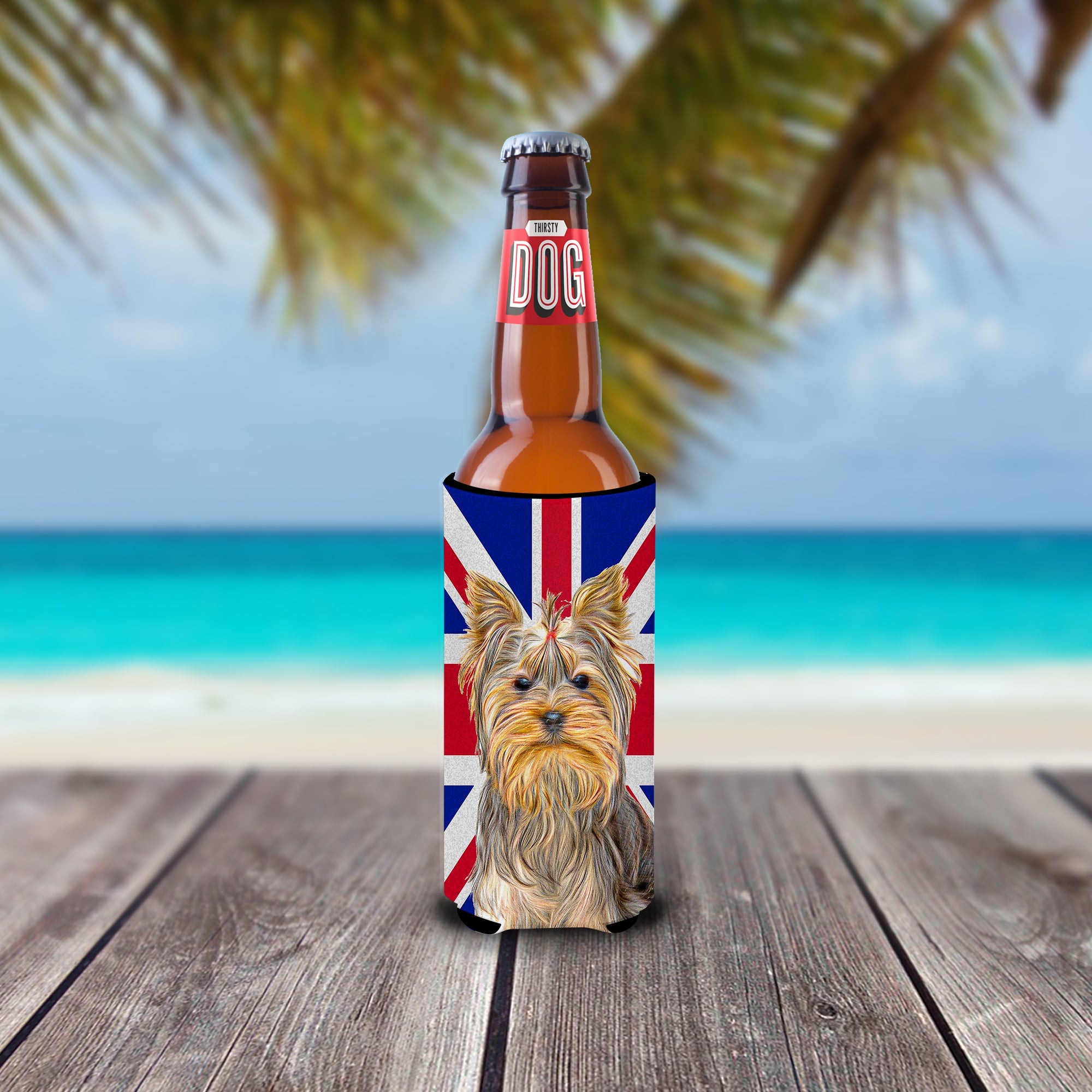 Yorkie / Yorkshire Terrier with English Union Jack British Flag Ultra Beverage Insulators for slim cans KJ1163MUK.