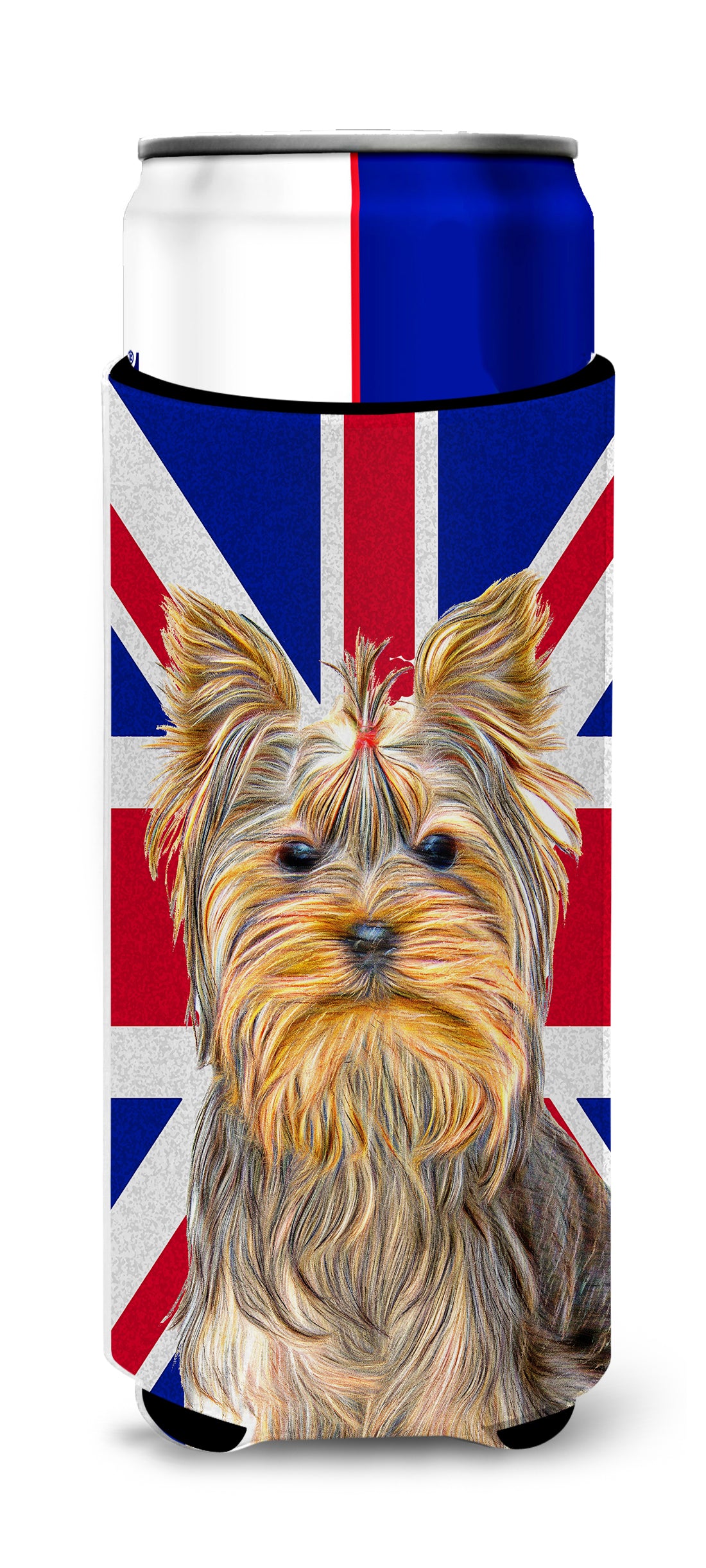 Yorkie / Yorkshire Terrier with English Union Jack British Flag Ultra Beverage Insulators for slim cans KJ1163MUK.