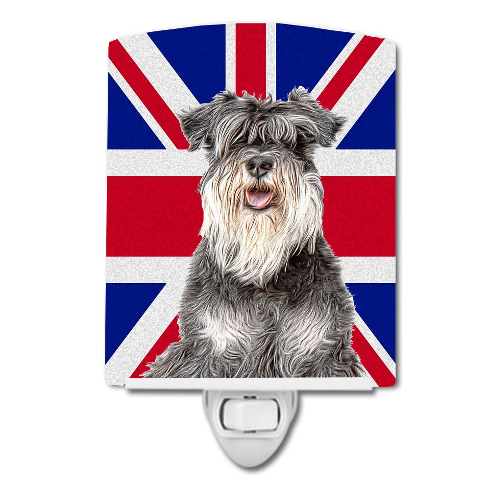 Schnauzer with English Union Jack British Flag Ceramic Night Light KJ1164CNL - the-store.com