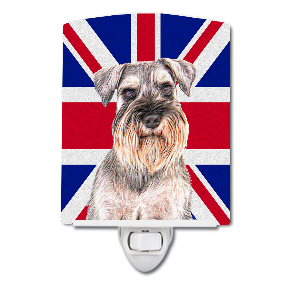 Schnauzer with English Union Jack British Flag Ceramic Night Light KJ1165CNL - the-store.com