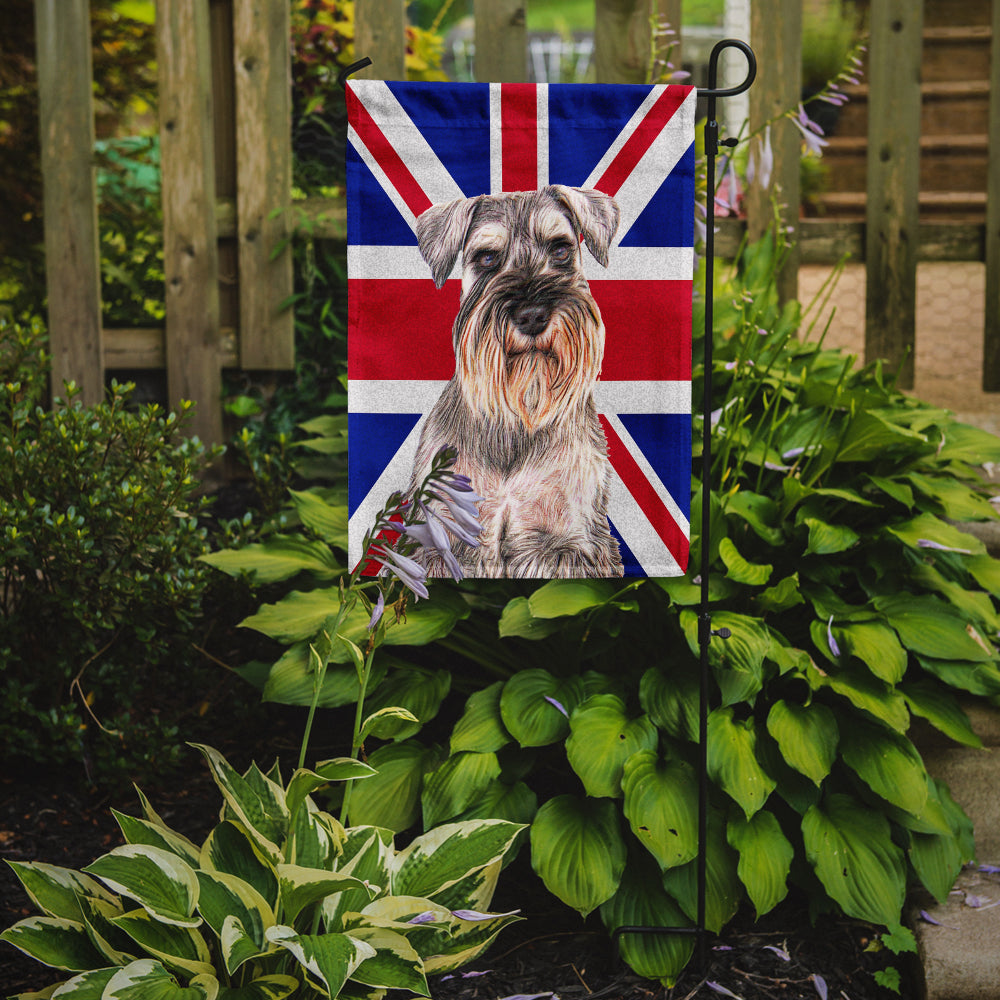 Schnauzer with English Union Jack British Flag Flag Garden Size KJ1165GF.