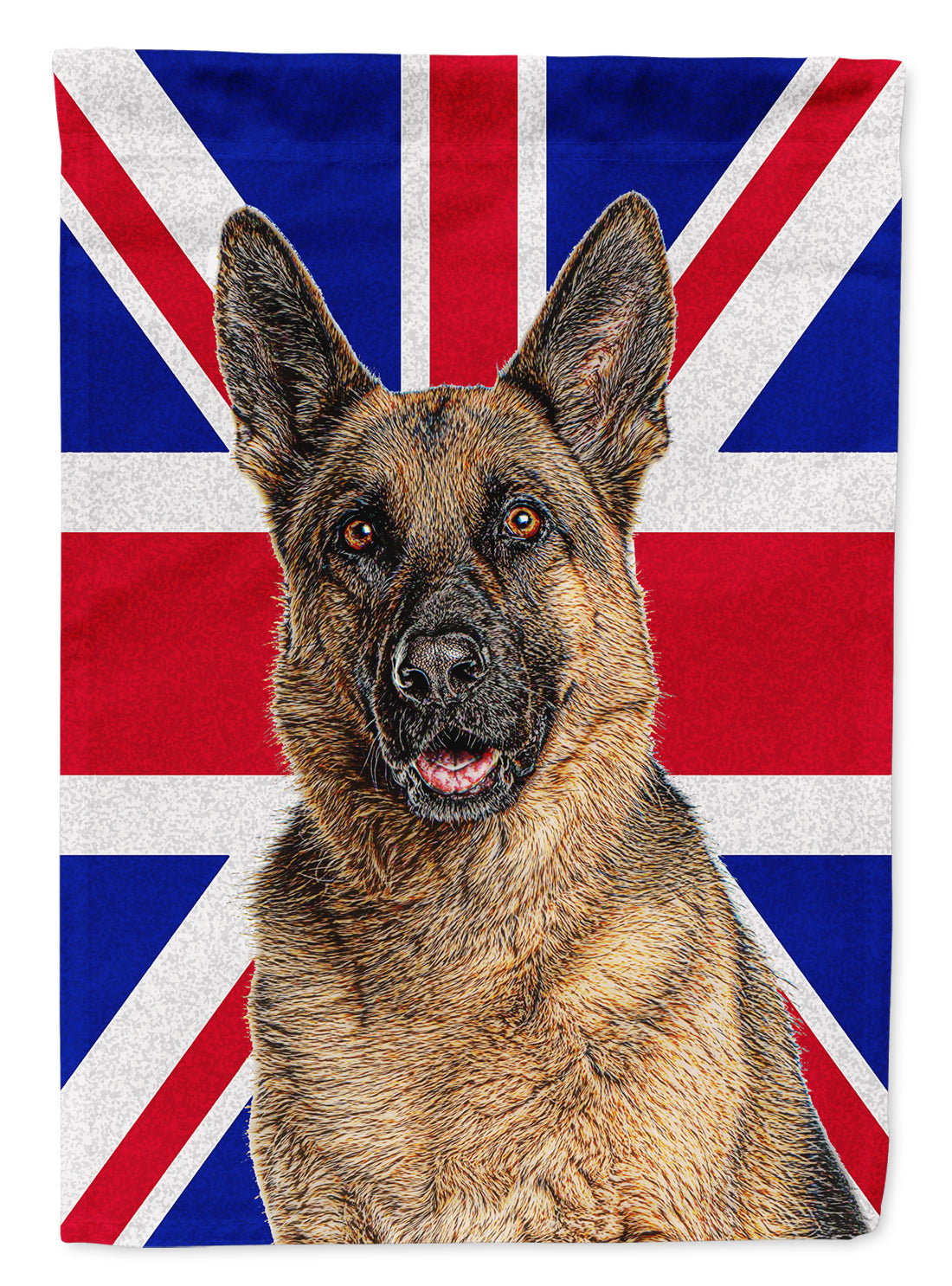 German Shepherd with English Union Jack British Flag Flag Canvas House Size KJ1166CHF  the-store.com.