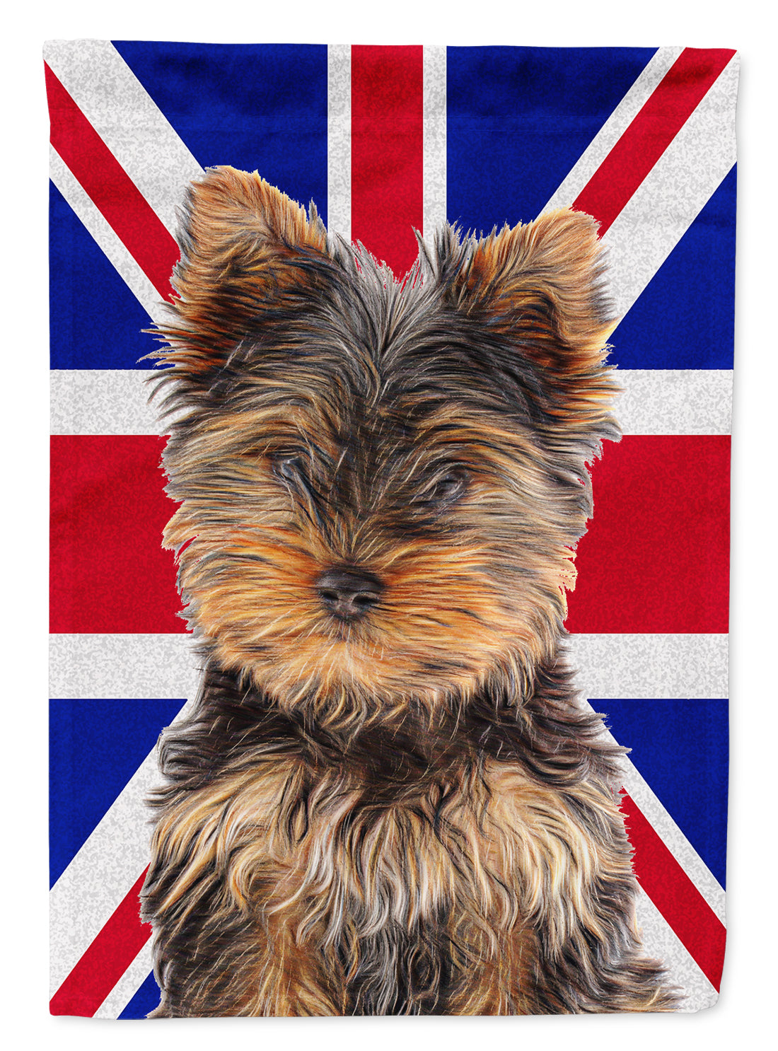 Yorkie Puppy / Yorkshire Terrier with English Union Jack British Flag Flag Canvas House Size KJ1167CHF  the-store.com.