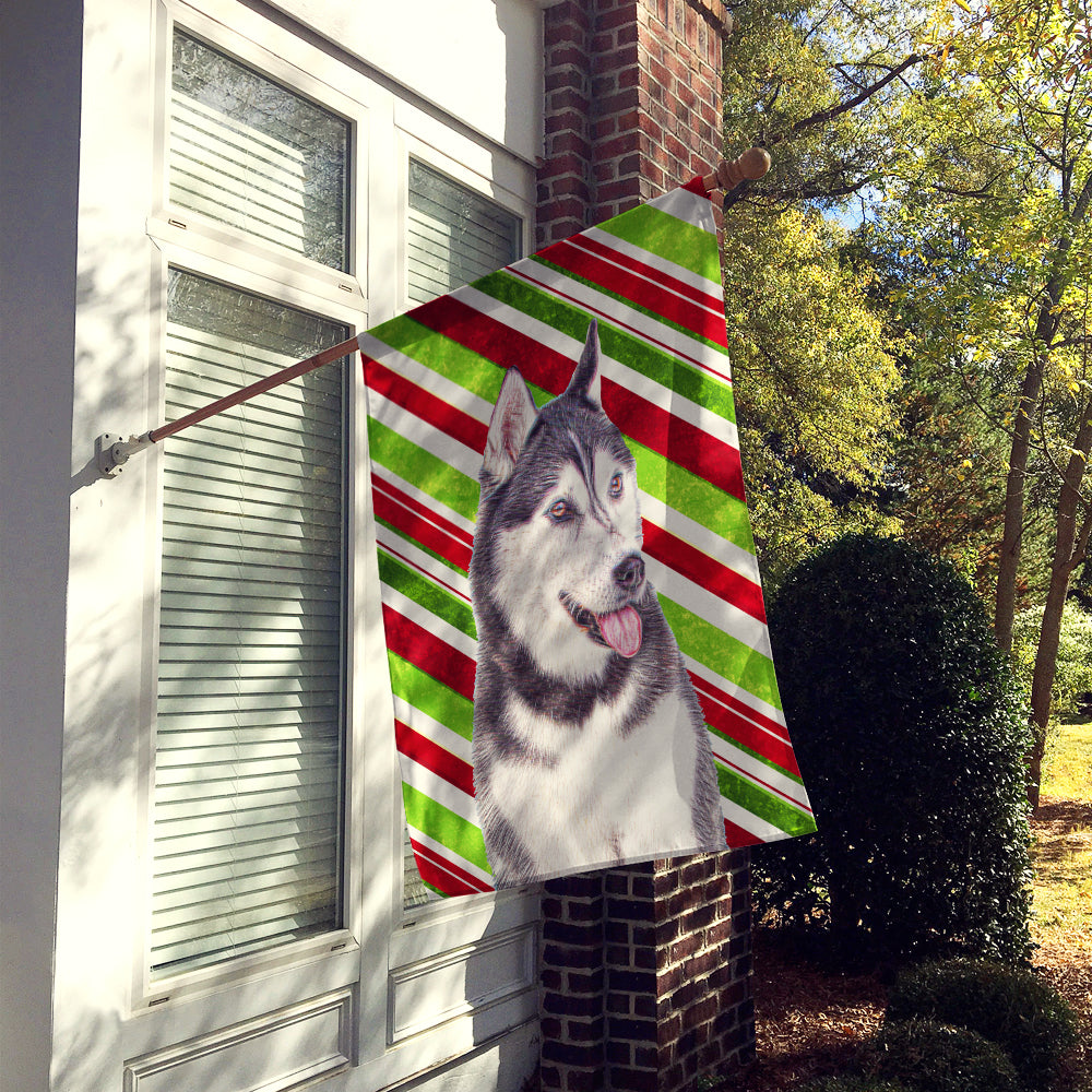 Candy Cane Holiday Christmas Alaskan Malamute Flag Canvas House Size KJ1168CHF  the-store.com.