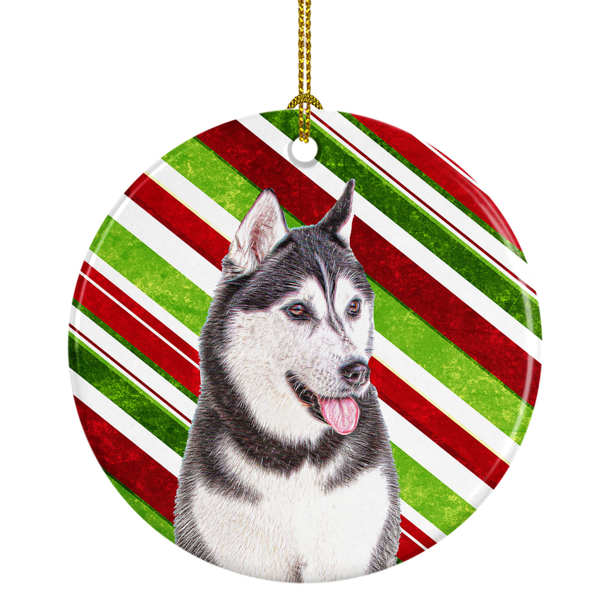 Candy Cane Holiday Christmas Alaskan Malamute Ceramic Ornament KJ1168CO1 - the-store.com