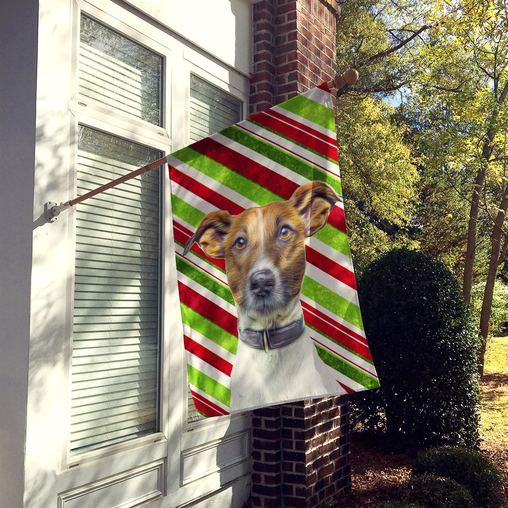 Candy Cane Holiday Christmas Jack Russell Terrier Flag Canvas House Size KJ1169CHF  the-store.com.