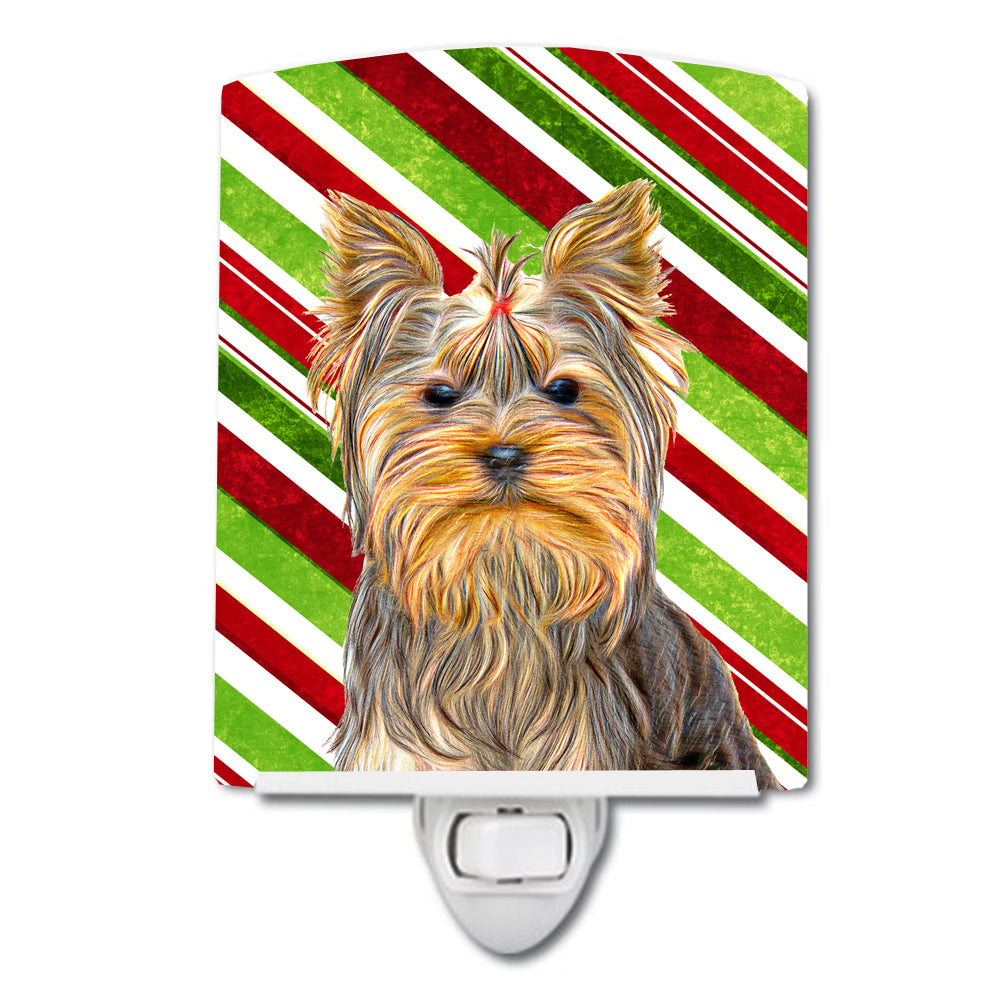 Candy Cane Holiday Christmas Yorkie / Yorkshire Terrier Ceramic Night Light KJ1170CNL - the-store.com