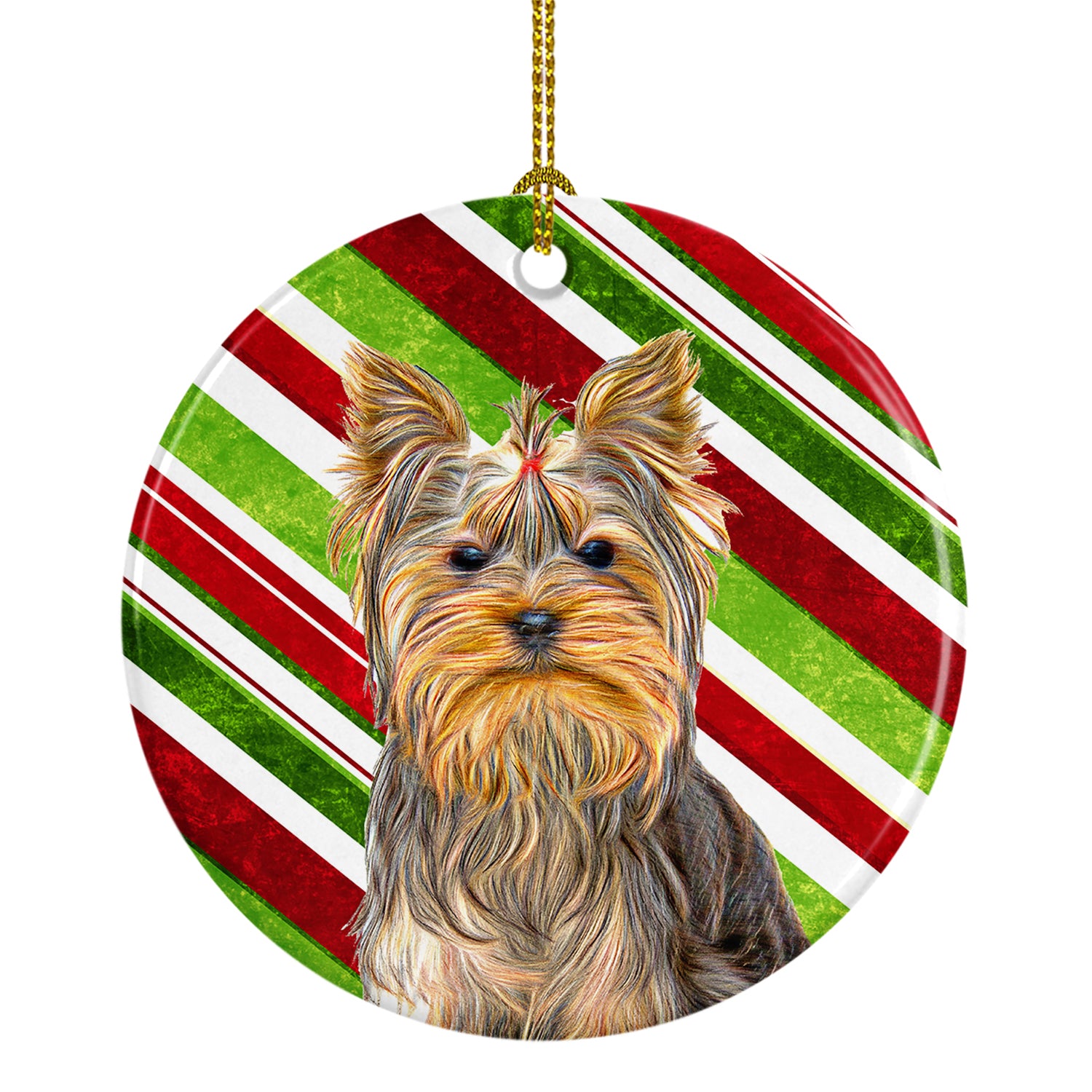 Candy Cane Holiday Christmas Yorkie / Yorkshire Terrier Ceramic Ornament KJ1170CO1 - the-store.com