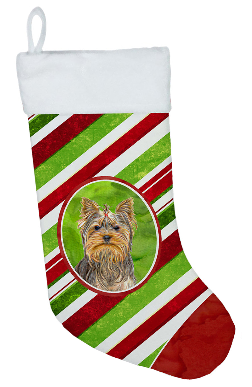 Candy Cane Holiday Christmas Yorkie / Yorkshire Terrier Christmas Stocking KJ1170CS  the-store.com.