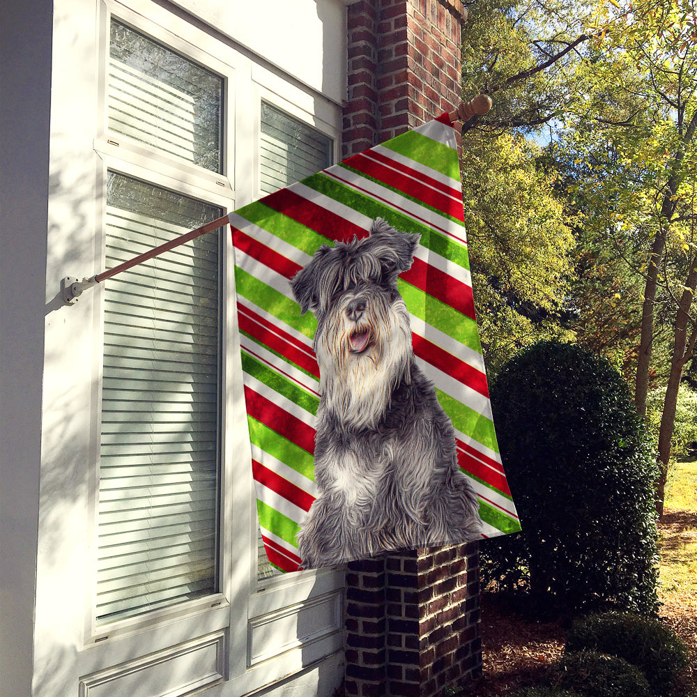 Candy Cane Holiday Christmas Schnauzer Flag Canvas House Size KJ1171CHF  the-store.com.