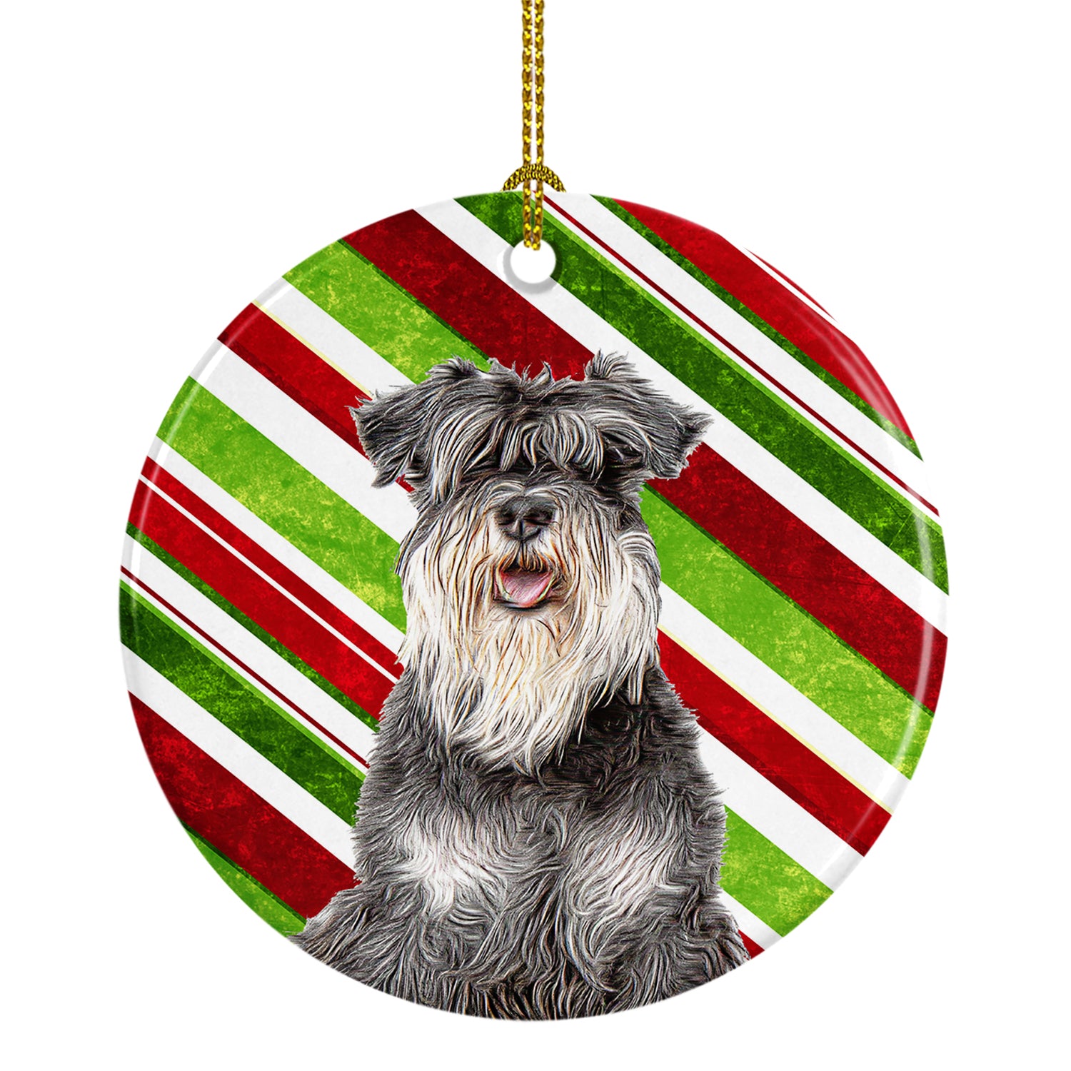 Candy Cane Holiday Christmas Schnauzer Ceramic Ornament KJ1171CO1 - the-store.com