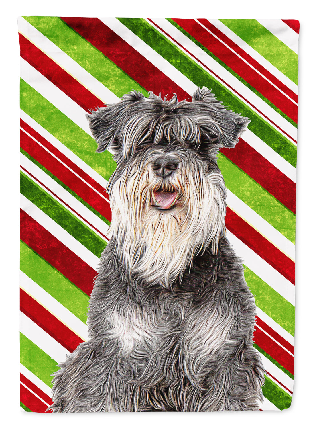 Candy Cane Holiday Christmas Schnauzer Flag Garden Size KJ1171GF.