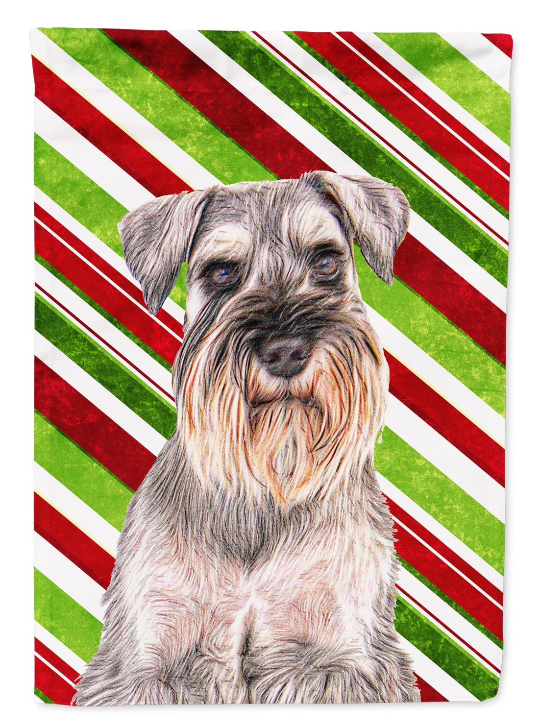 Candy Cane Holiday Christmas Schnauzer Flag Canvas House Size KJ1172CHF  the-store.com.