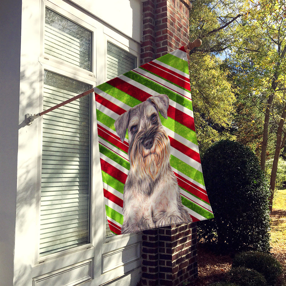 Candy Cane Holiday Christmas Schnauzer Flag Canvas House Size KJ1172CHF  the-store.com.