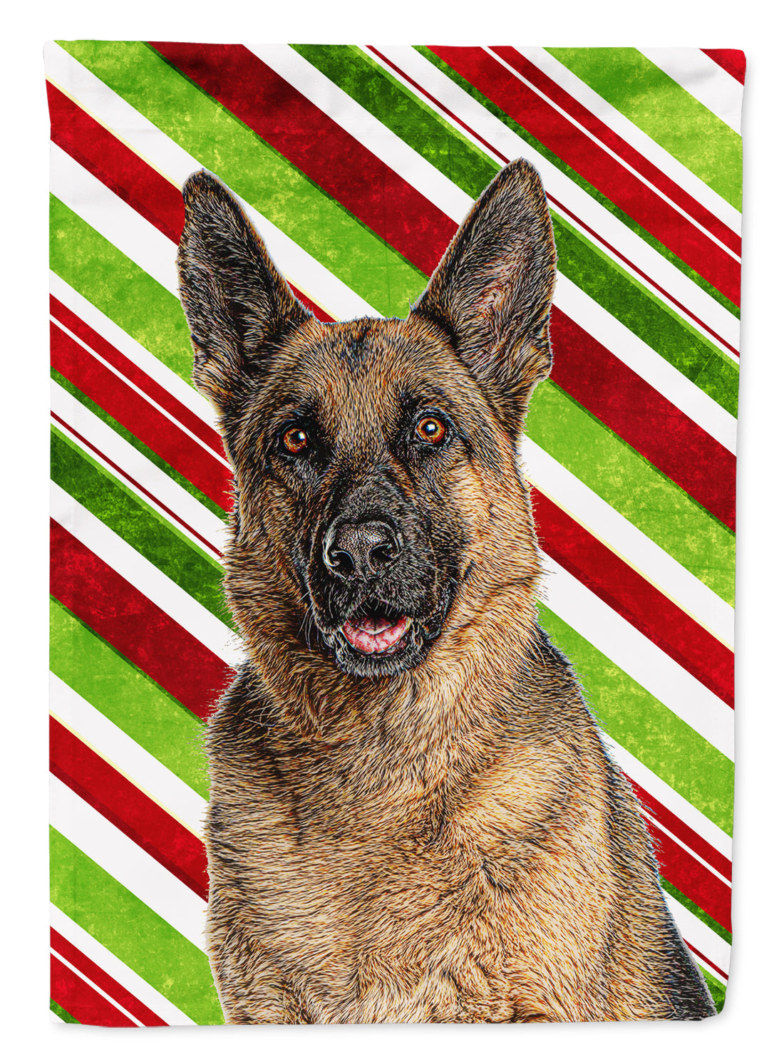 Candy Cane Holiday Christmas German Shepherd Flag Canvas House Size KJ1173CHF  the-store.com.