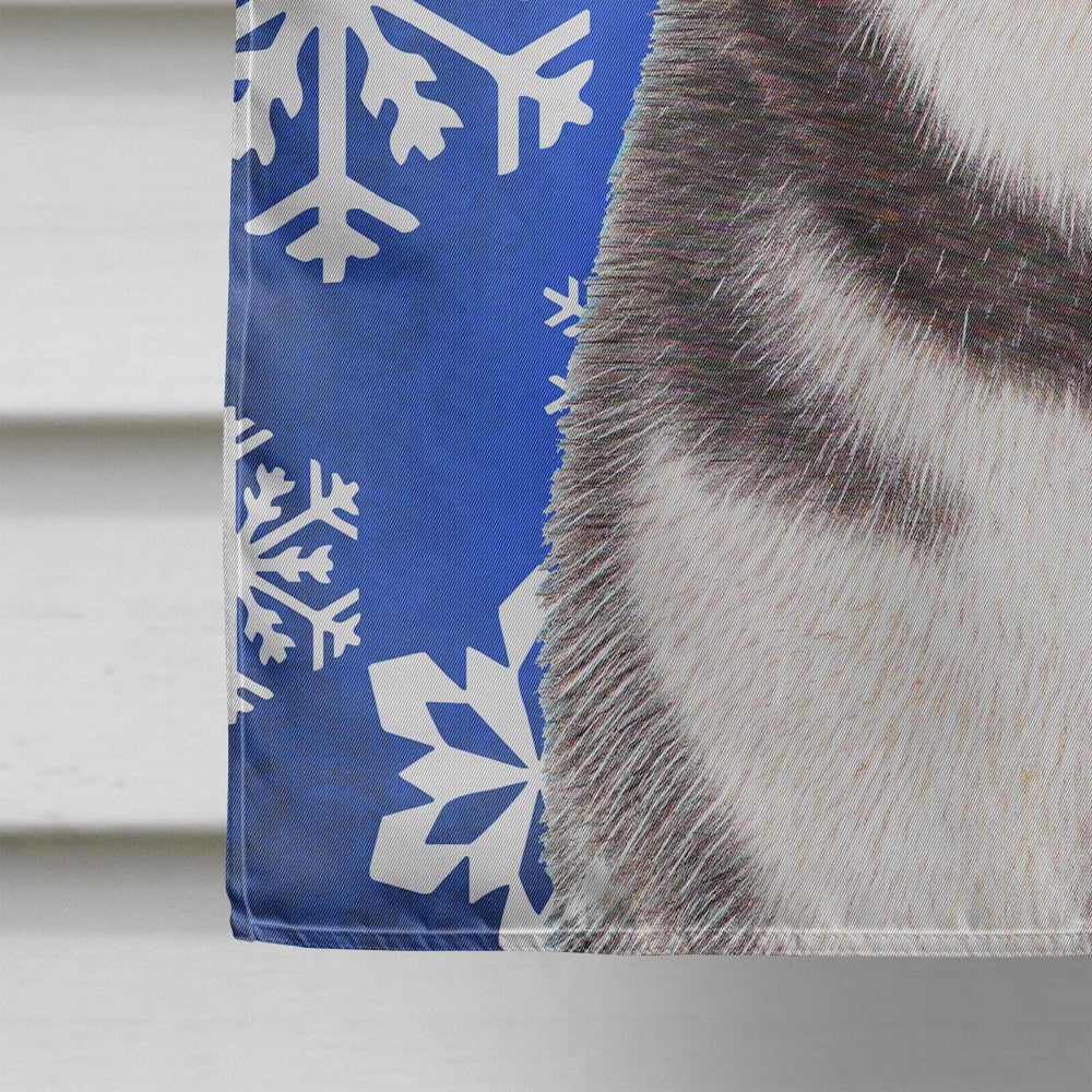 Winter Snowflakes Holiday Alaskan Malamute Flag Canvas House Size KJ1175CHF  the-store.com.