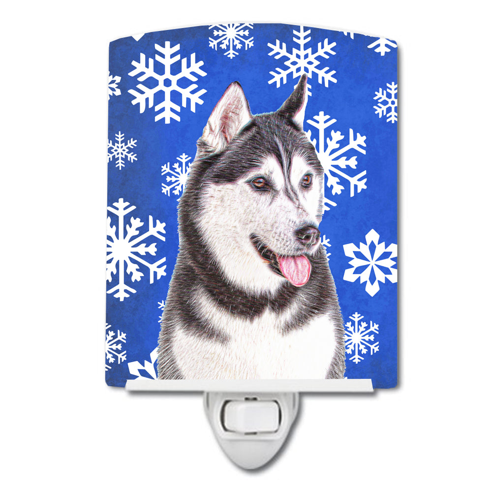 Winter Snowflakes Holiday Alaskan Malamute Ceramic Night Light KJ1175CNL - the-store.com