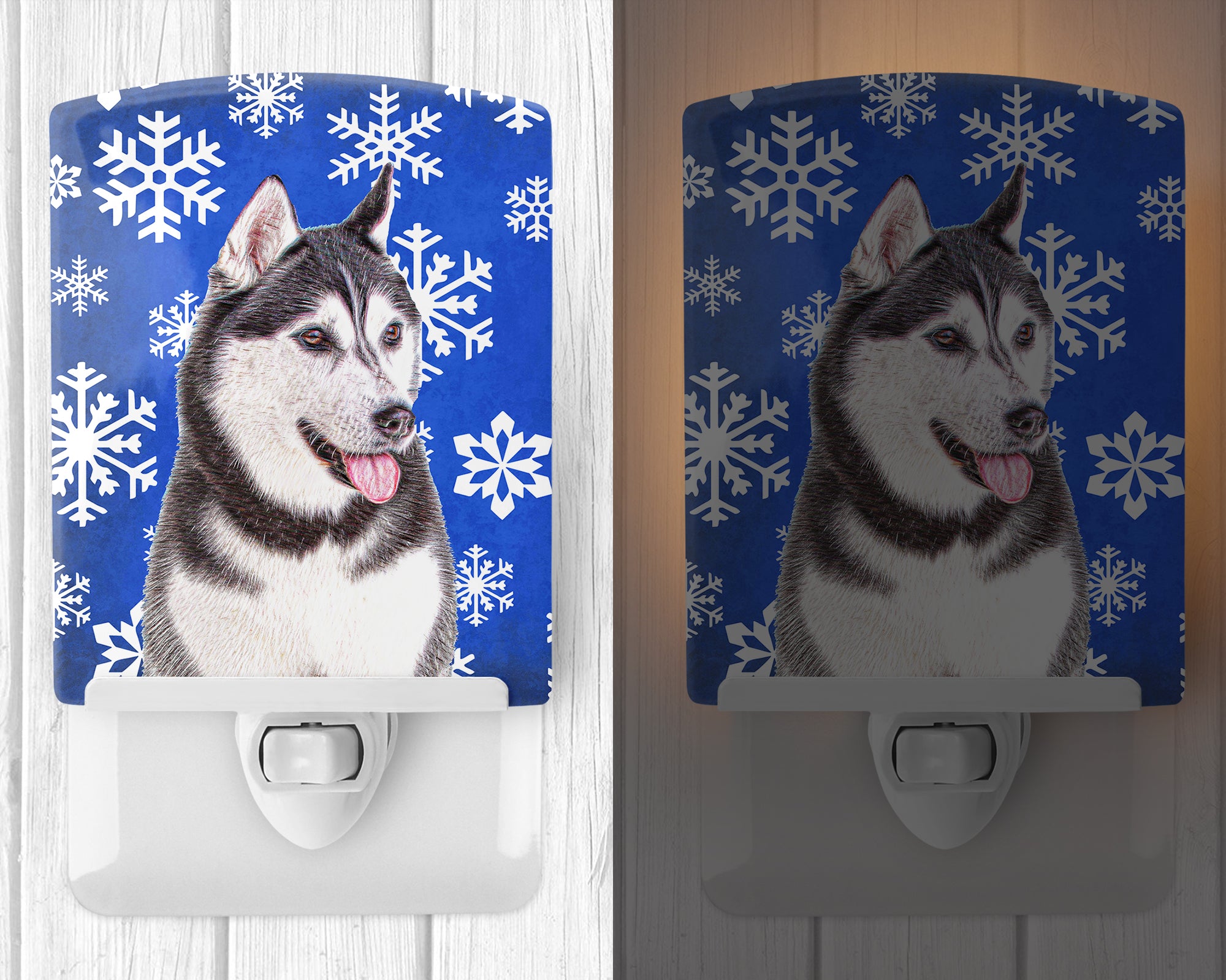 Winter Snowflakes Holiday Alaskan Malamute Ceramic Night Light KJ1175CNL - the-store.com