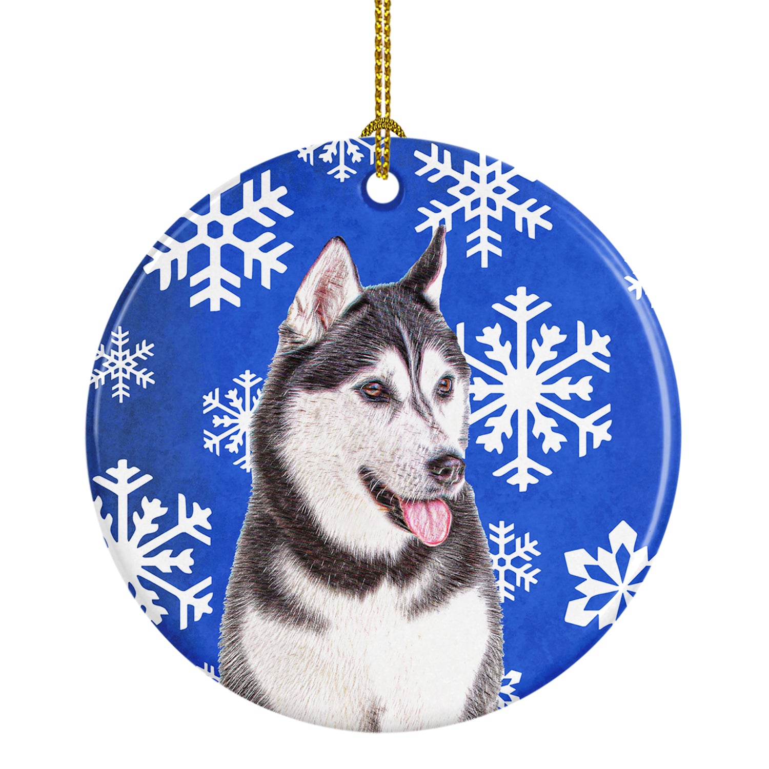 Winter Snowflakes Holiday Alaskan Malamute Ceramic Ornament KJ1175CO1 - the-store.com