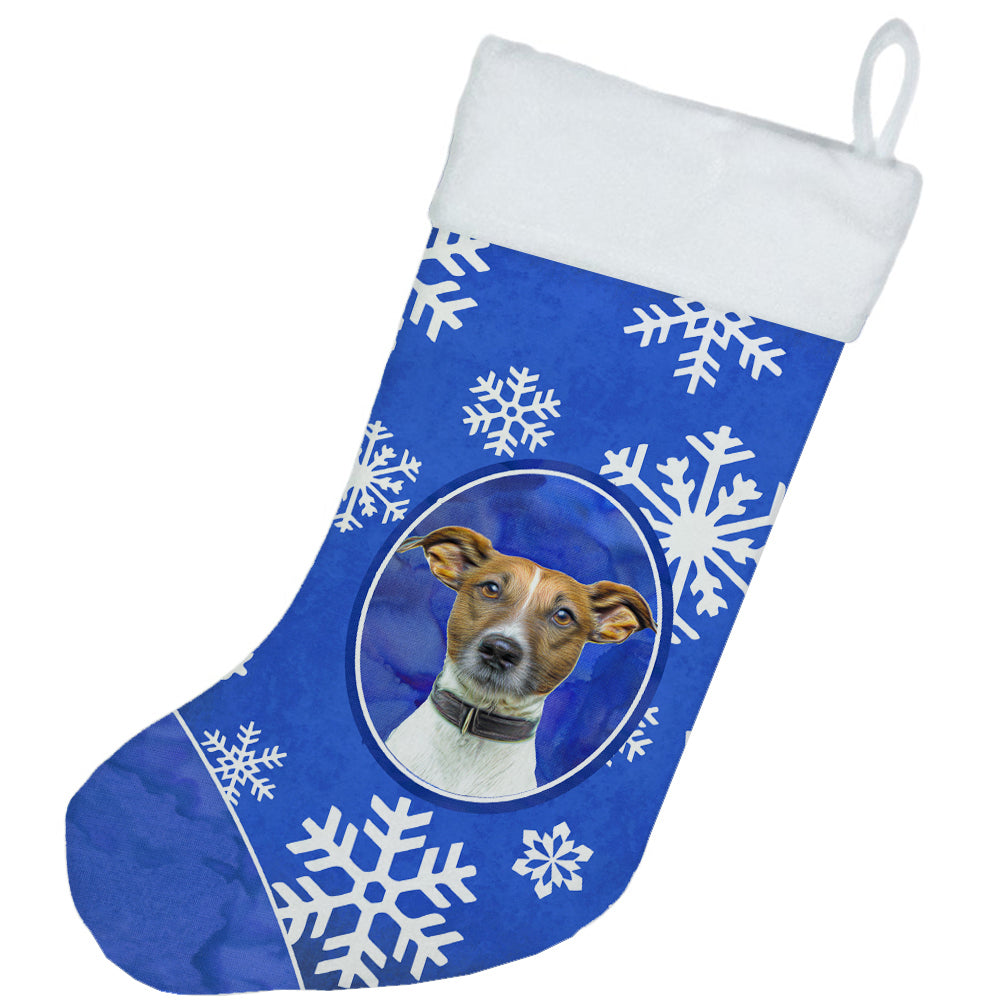 Winter Snowflakes Holiday Jack Russell Terrier Christmas Stocking KJ1176CS  the-store.com.