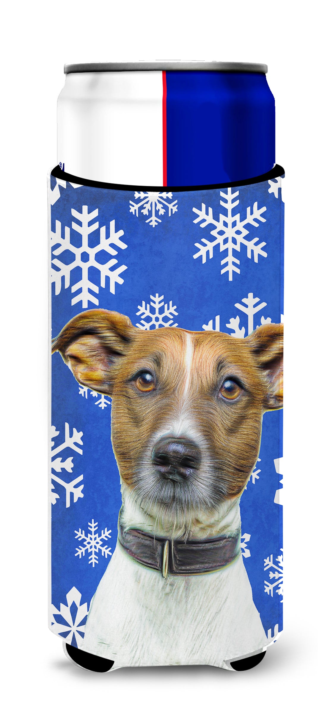 Winter Snowflakes Holiday Jack Russell Terrier Ultra Beverage Insulators for slim cans KJ1176MUK.