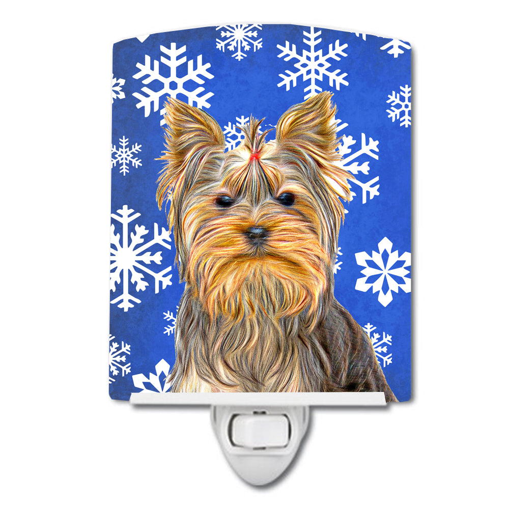 Winter Snowflakes Holiday Yorkie / Yorkshire Terrier Ceramic Night Light KJ1177CNL - the-store.com