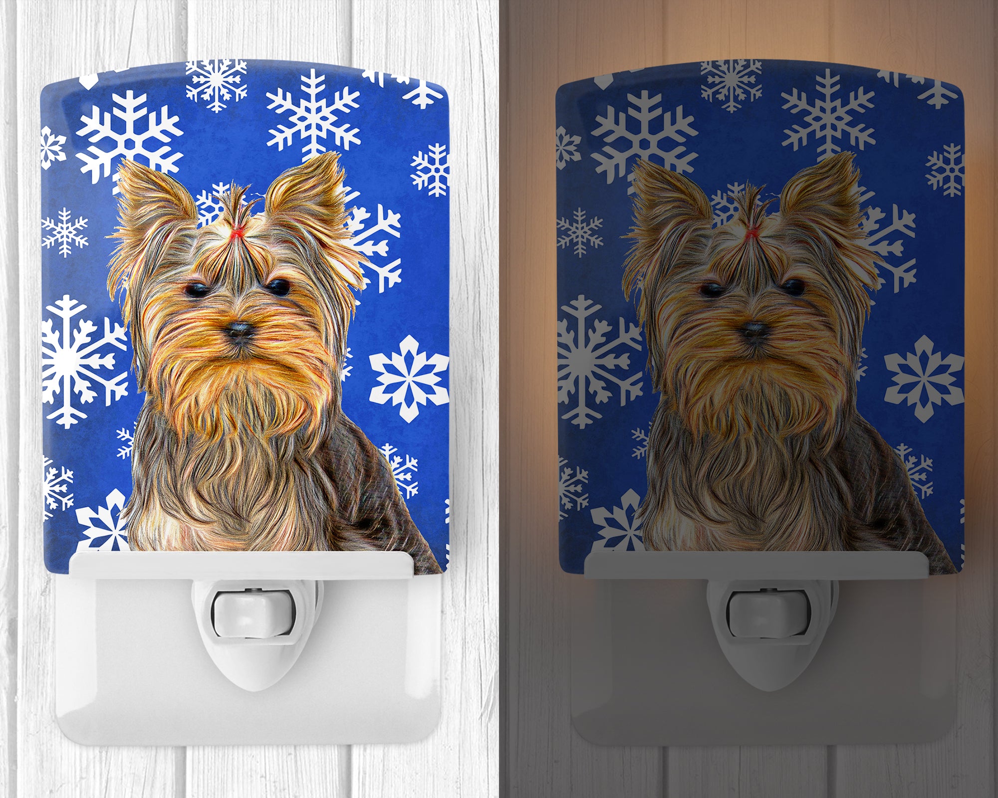 Winter Snowflakes Holiday Yorkie / Yorkshire Terrier Ceramic Night Light KJ1177CNL - the-store.com