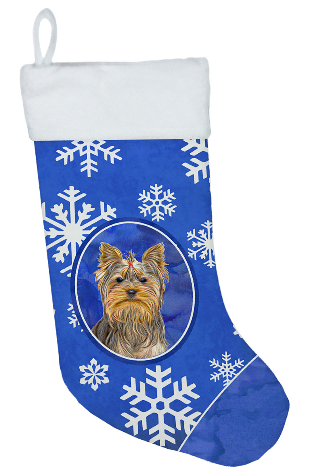 Winter Snowflakes Holiday Yorkie / Yorkshire Terrier Christmas Stocking KJ1177CS  the-store.com.