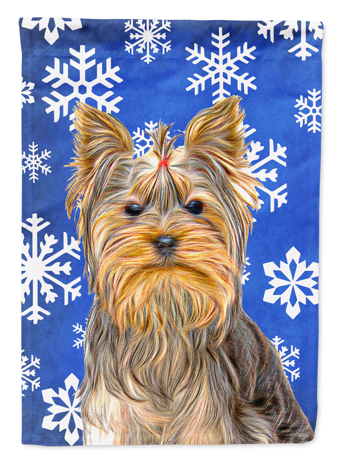 Winter Snowflakes Holiday Yorkie / Yorkshire Terrier Flag Garden Size KJ1177GF.