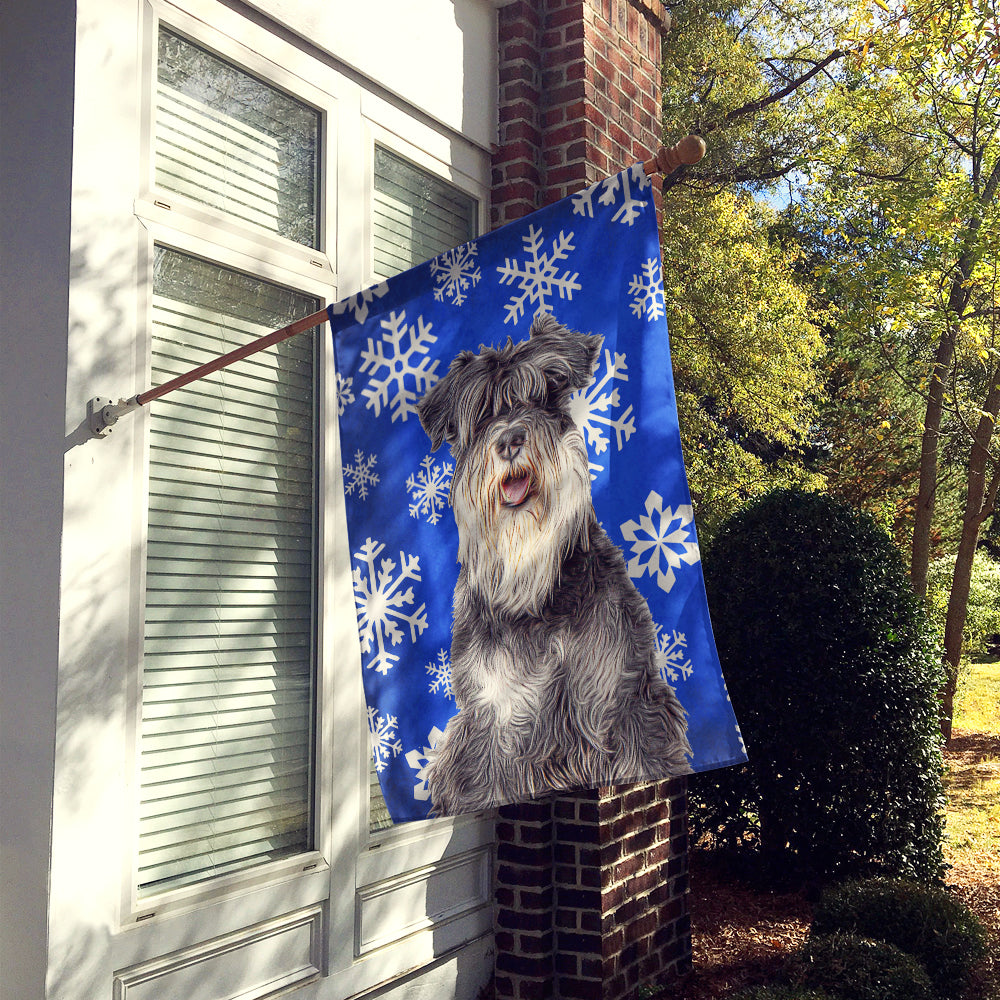 Winter Snowflakes Holiday Schnauzer Flag Canvas House Size KJ1178CHF  the-store.com.