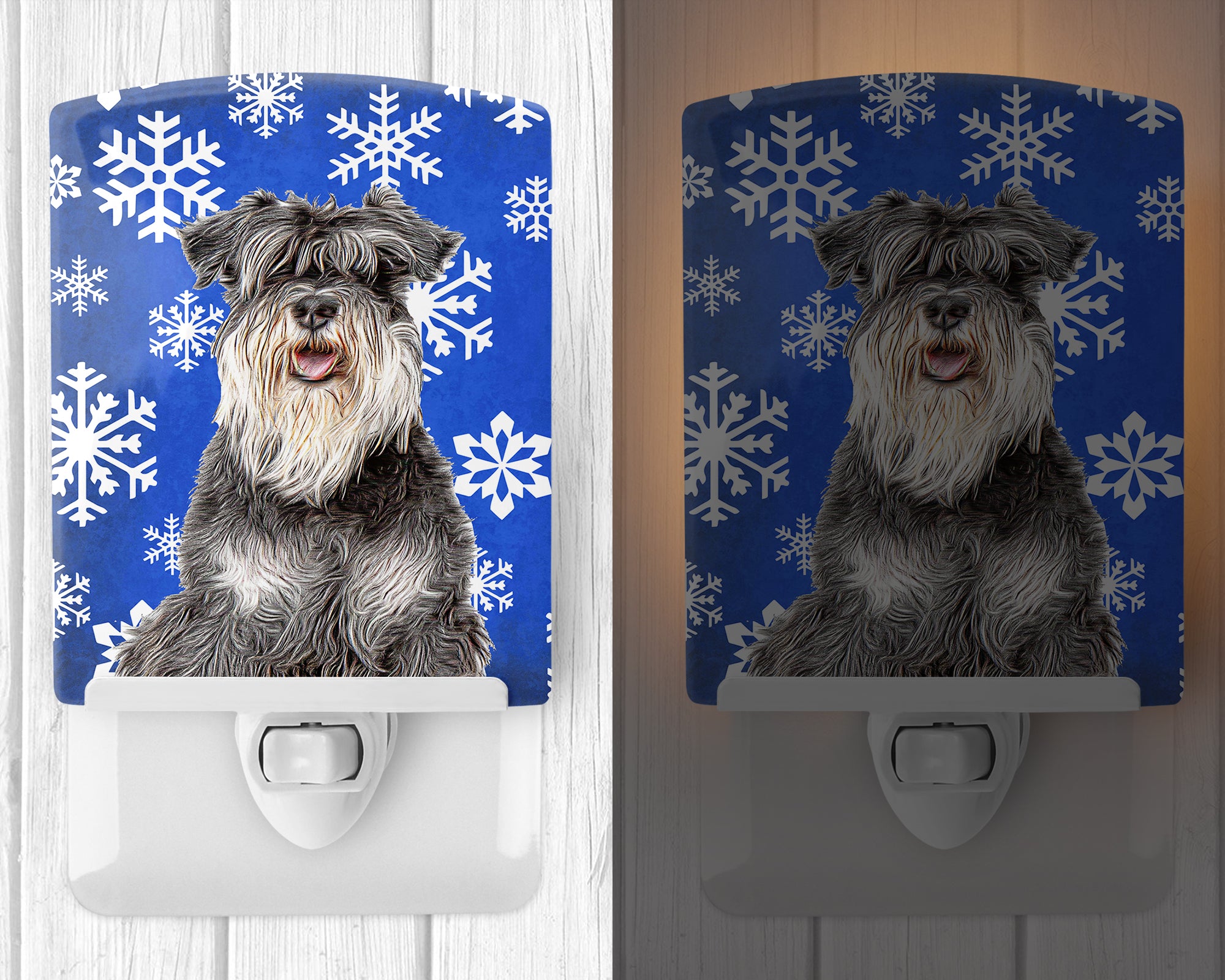 Winter Snowflakes Holiday Schnauzer Ceramic Night Light KJ1178CNL - the-store.com