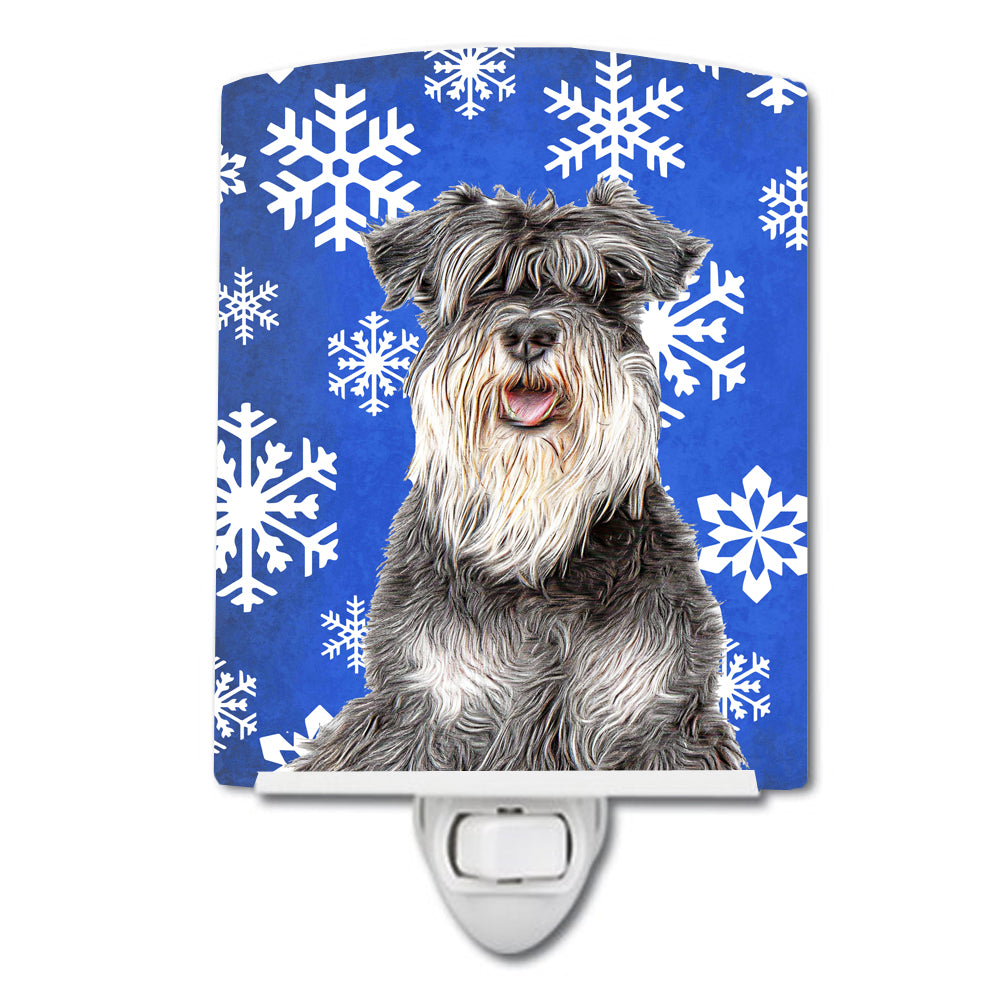 Winter Snowflakes Holiday Schnauzer Ceramic Night Light KJ1178CNL - the-store.com