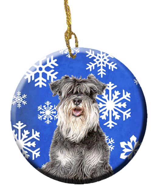 Winter Snowflakes Holiday Schnauzer Ceramic Ornament KJ1178CO1 by Caroline's Treasures