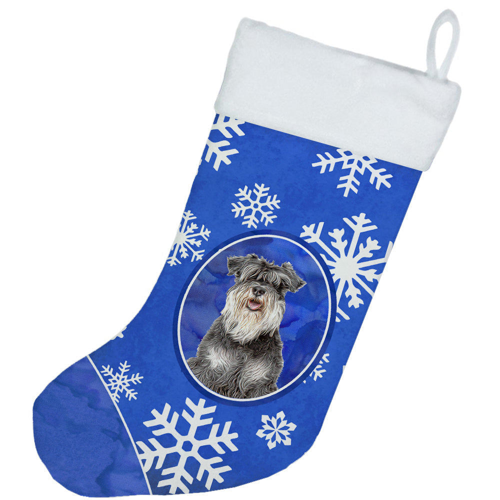 Winter Snowflakes Holiday Schnauzer Christmas Stocking KJ1178CS  the-store.com.