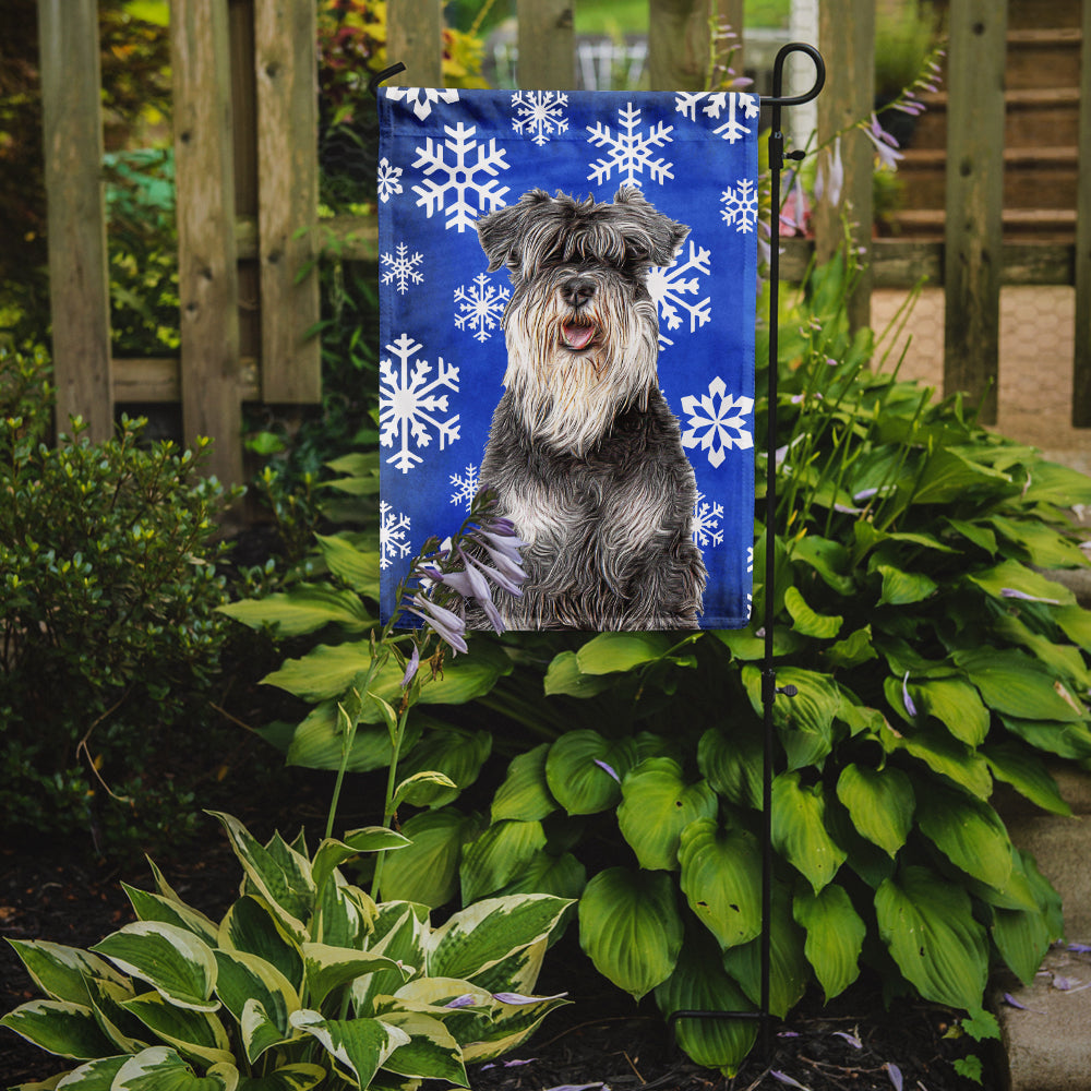 Winter Snowflakes Holiday Schnauzer Flag Garden Size KJ1178GF.