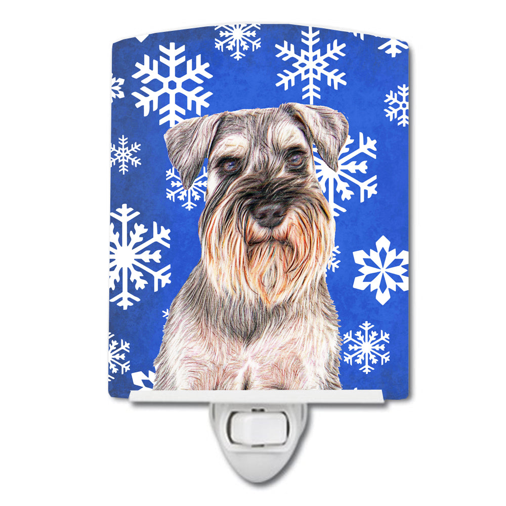 Winter Snowflakes Holiday Schnauzer Ceramic Night Light KJ1179CNL - the-store.com