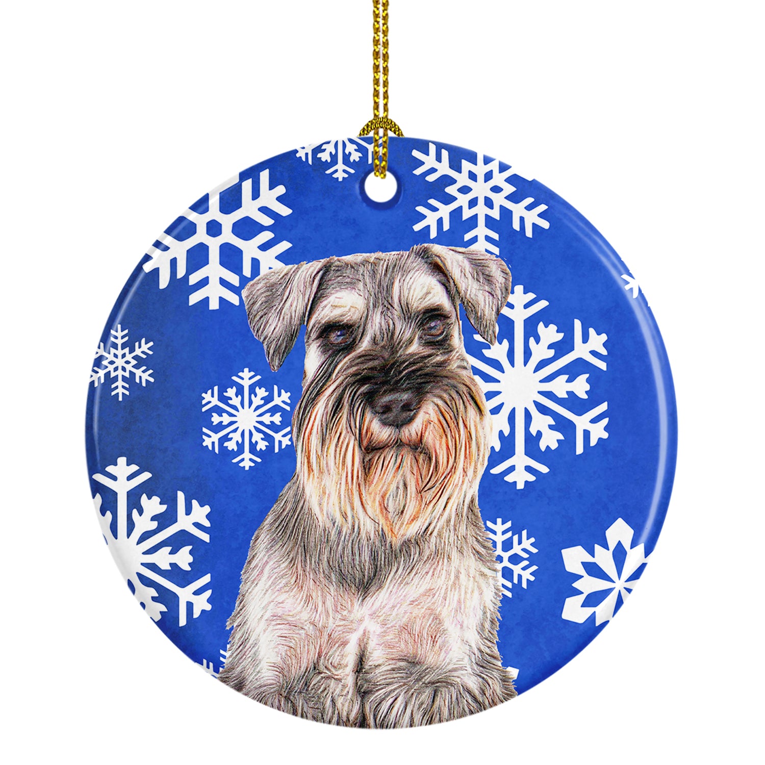 Winter Snowflakes Holiday Schnauzer Ceramic Ornament KJ1179CO1 - the-store.com