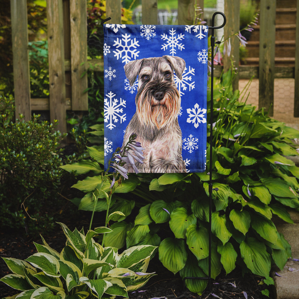 Winter Snowflakes Holiday Schnauzer Flag Garden Size KJ1179GF.