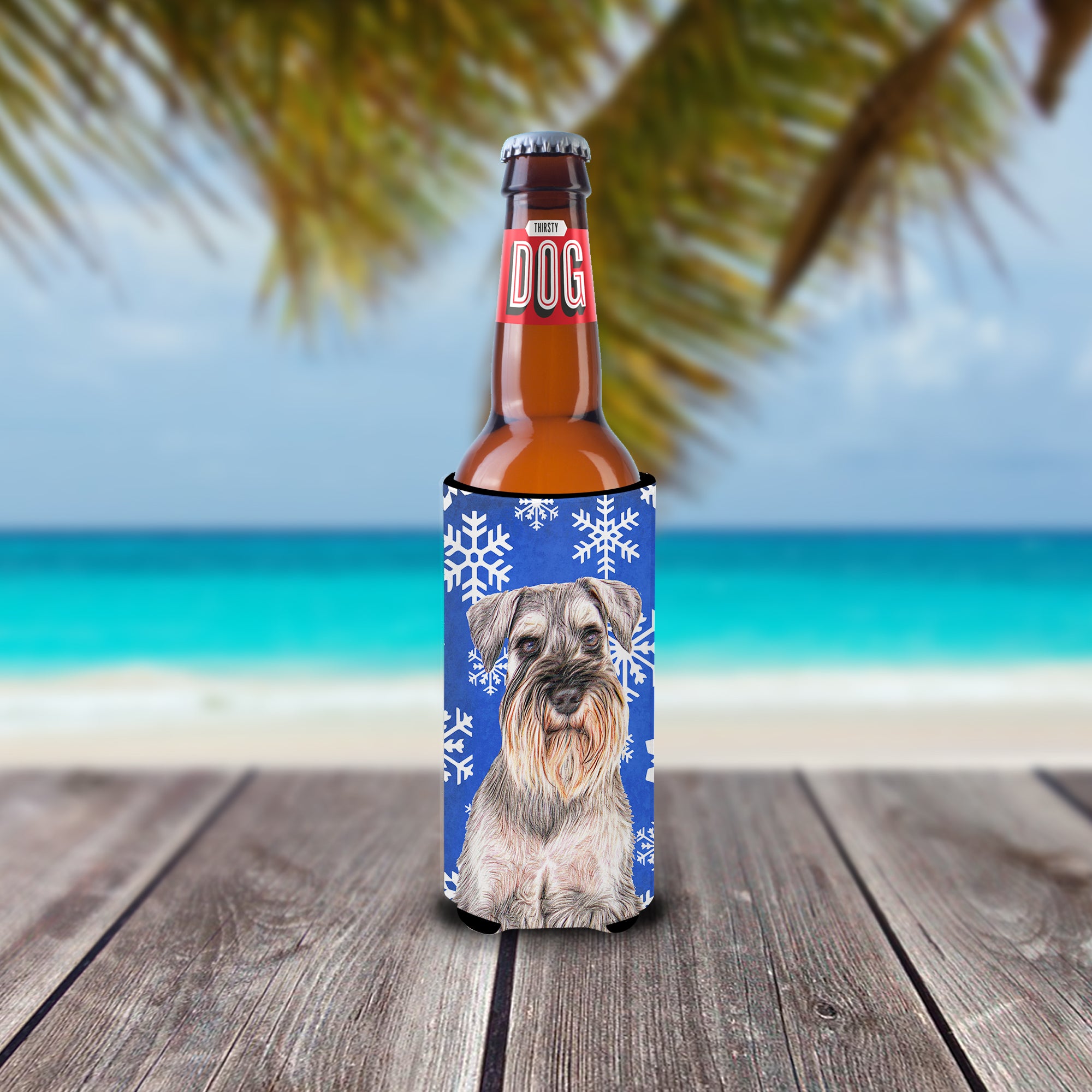 Winter Snowflakes Holiday Schnauzer Ultra Beverage Insulators for slim cans KJ1179MUK.