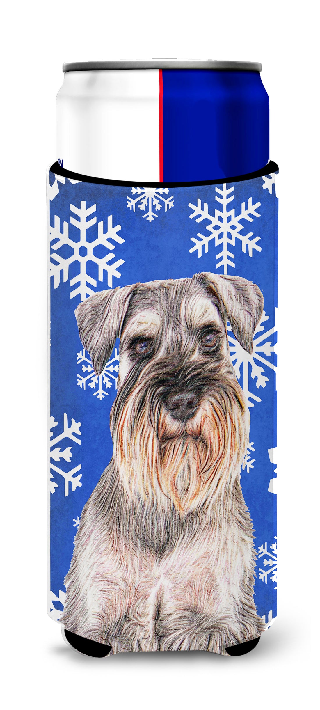 Winter Snowflakes Holiday Schnauzer Ultra Beverage Insulators for slim cans KJ1179MUK.